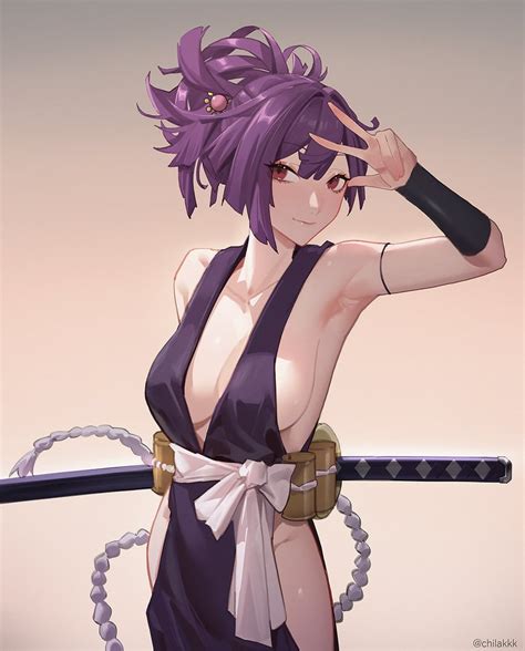 Rule 34 Armpits Arms Up Chilakkk Dress Jigokuraku Sideboob Weapon Yuzuriha Jigokuraku 7939352