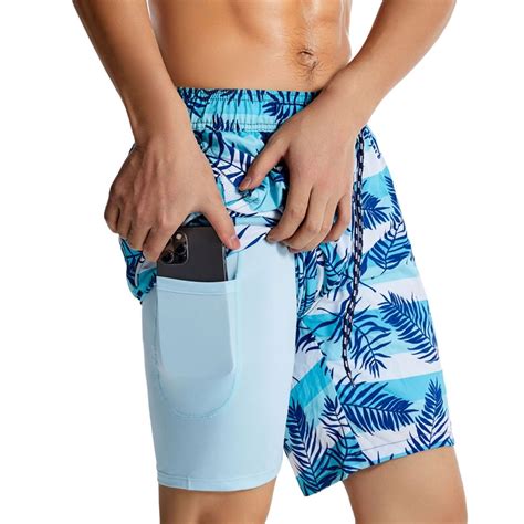 Mens Swim Trunk With Compression Liner Bathing Suit Quick Dry Swim