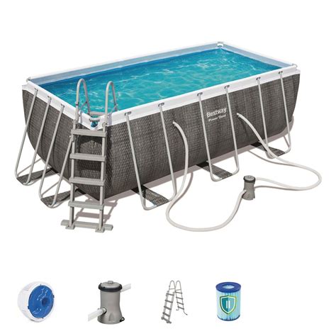 Piscina Desmontable Tubular Rectangular Bestway Power Steel Rattan Con