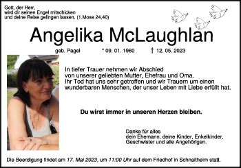 Traueranzeigen Von Angelika McLaughlan Trauer Hz De