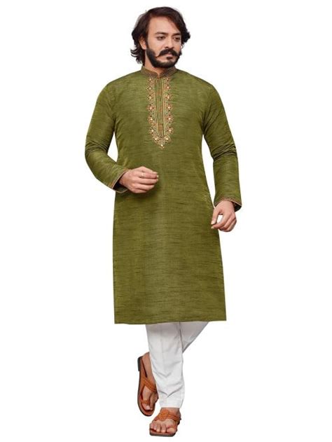 Buy Outluk Heritage Jacquard Silk Long Kurta With Cotton Pant For