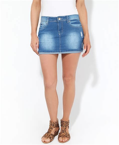 Denim Skirt Ripped Denim Micro Mini Skirt Krisp