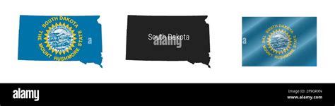 South Dakota Us State Map With Masked Flag Detailed Silhouette Waving Flag Vector