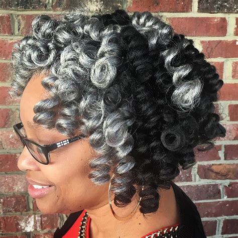 A Natural Looking Curly Style Using Pepper And Salt And Solid Color Curls