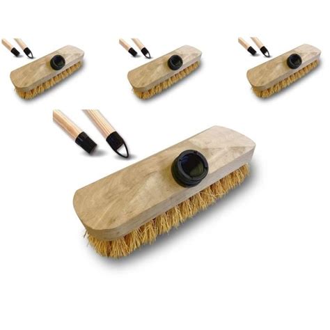 Balai Brosse Lave Pont 22 Cm En Chiendent Lot De 3 Monture Bois