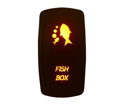 Marine Grade Waterproof Ip66 Fish Box Rocker Switch Amber Led Lamp 5