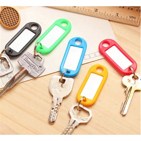 50 Pcs Plastic Keychain Key Tags ID Label Name Tags Split Ring