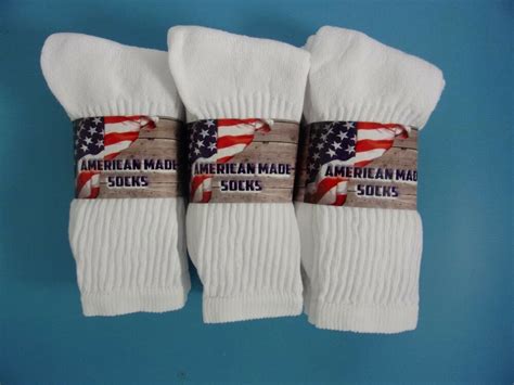 Mens Cotton Athletic White Crew Socks American Made Brand Sz 10 13 3