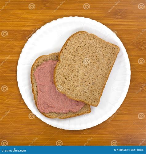 Potted Meat Sandwich On Plate Stock Photo - Image: 44366553