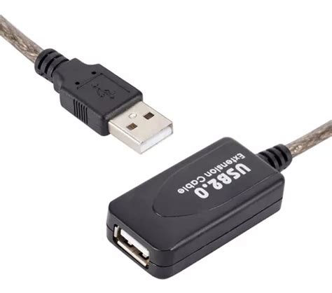 Cable Alargador Extensor Usb Activo Metros Color Negro Cuotas Sin