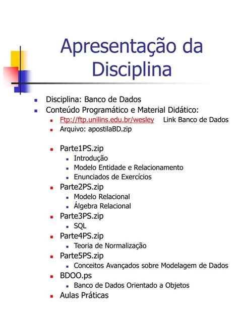 PPT Apresentação da Disciplina PowerPoint Presentation free download