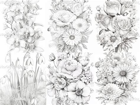 43 Realistic Flowers Coloring Pages Printable Adult Coloring Etsy UK