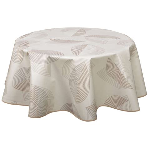 Nappe Baleo Écru en Toile Cirée Diam 150 cm Élégance Pure