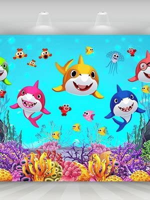 Painel De Festa Infantil Em Tecido Baby Shark 2 00 X 1 80m Compre