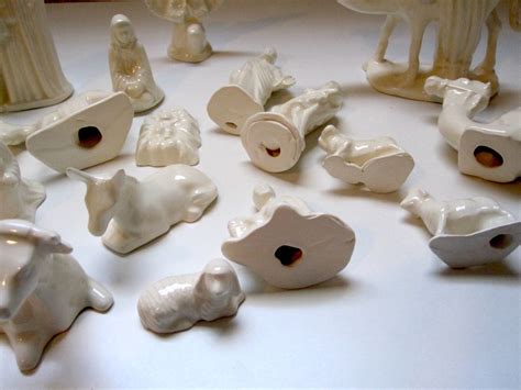 Vintage Nativity Set 17 Pieces White Ceramic Handmade Etsy