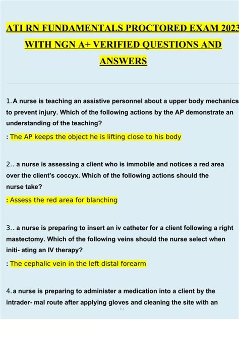 ATI RN FUNDAMENTALS PROCTORED EXAM 2023 WITH NGN A VERIFIED QUESTIONS