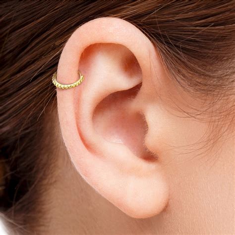 Gold Helix Earring Gold Cartilage Piercing 14k Gold Helix Etsy