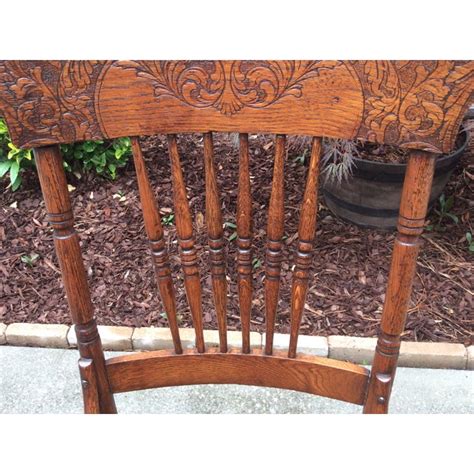 Antique Pressed Oak Spindle Back Chairs Set Of 6 Chairish