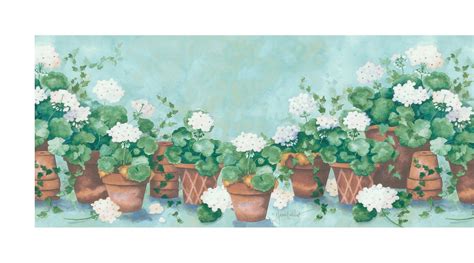 15 X 10 Terra Cotta Potted Flower Border Wallpaper Flower Pots