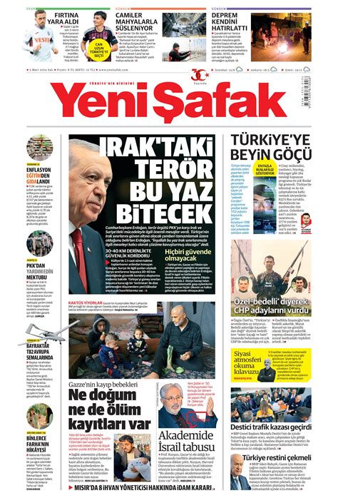 Yeni Şafak Gazetesi 5 Mart 2024 Salı Günü Manşeti