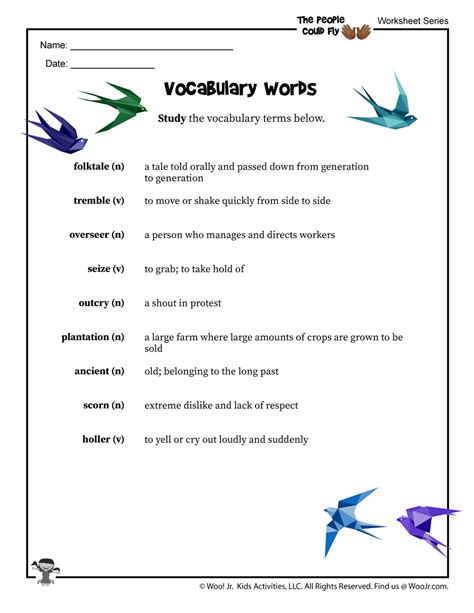 The People Could Fly Vocabulary Word List & Definitions | Woo! Jr. Kids ...