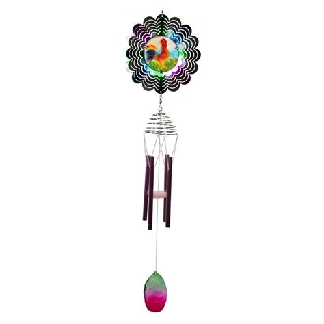 Great World Rooster Metal Spinner Wind Chime