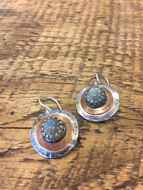 Labradorite Sterling And Copper Earrings Etsy Etsy Earrings Copper