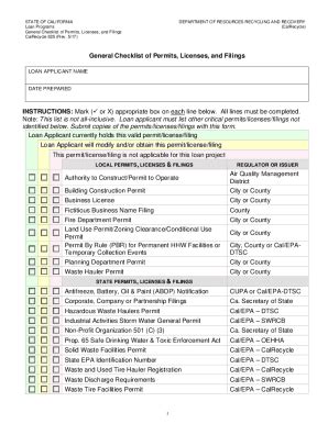 Fillable Online Calrecycle Ca General Checklist Of Business