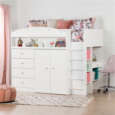 South Shore Tiara Twin 4 Drawer Loft Bed with Built-in-Desk by South ...