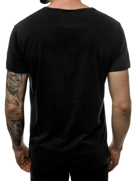 Camiseta De Hombre Negra OZONEE JS KS1985 OZONEE