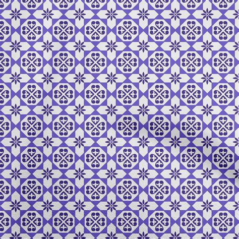 OneOone Silk Tabby Violet Fabric Asian Block Floral Sewing Material