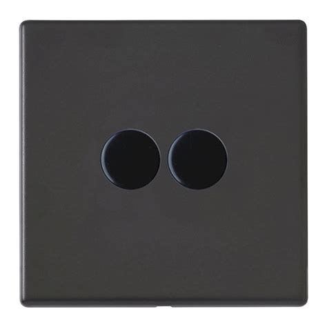 Hamilton Hartland G2 Matt Black 2 Gang 100w 2 Way Push Onoff Rotary Switching Led Dimmer With