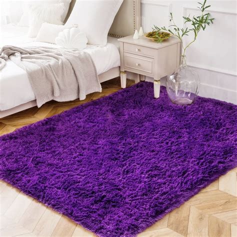 Tapete Saturs Shaggy Pelo Alto Roxo 140 X 200 Cm Tapete Para Sala E