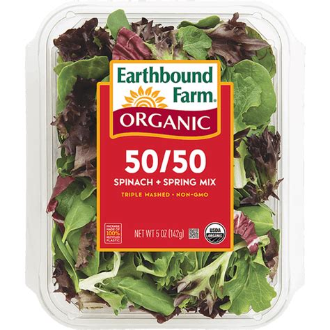 Organic Earthbound Farm 50 50 Baby Spinach Spring Mix Earthbound