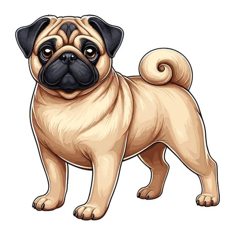 Premium Vector Cute Pug Dog Vector Cartoon Illustration