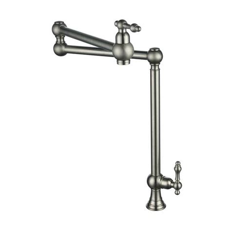 Iviga Brushed Nickel Deck Mounted Pot Filler With Double Handle Swing Folding Faucet In Solid