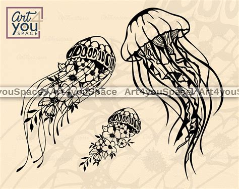 Jellyfish SVG Files For Cricut Sea Nautical Vector Clipart Etsy