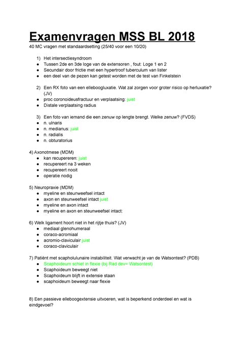 Tentamen Juni Vragen En Antwoorden Examenvragen Mss Bl Mc