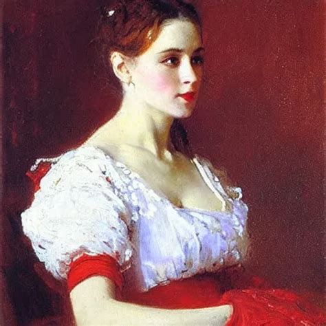 Portrait Of A Woman Dressed In White And Red By Stable Diffusion