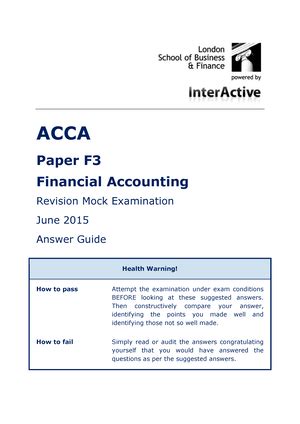 F3 RM Questions FINANCIAL ACCOUNTING ACCA Paper F Financial