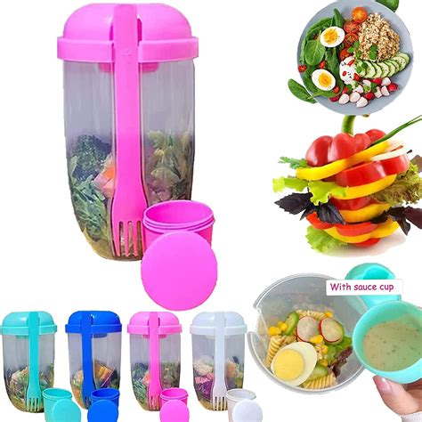 Keep Fit Salad Meal Shaker Cup Fresh Salad Cup To Go With Fork And Salad Dressing Holder Salad