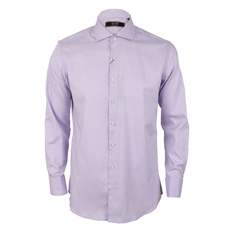 Cutaway Collar Plain Long Sleeve Shirt Lilac David Wej