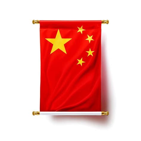 China Flag With Classic Hanging Design On White Background Premium Ai