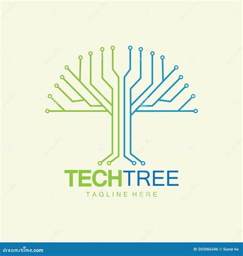 Tech Tree Logo Concept Green Network Technology Logo Vector Tech Tree