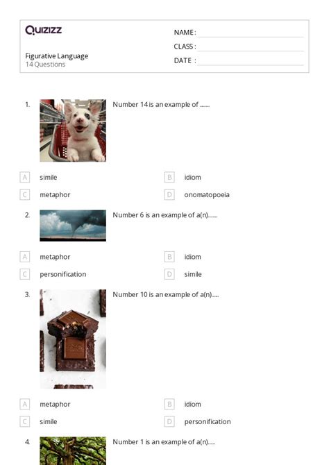 50 Figurative Language Worksheets For 7th Grade On Quizizz Free