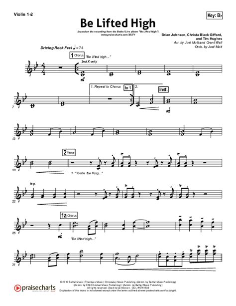 Be Lifted High Violin Sheet Music Pdf Bethel Music Praisecharts