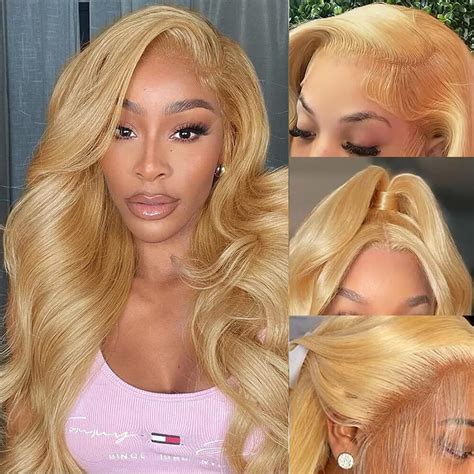 Honey Blonde Lace Front Wig Human Hair 200 Density