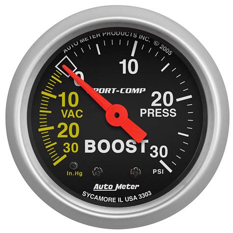 AutoMeter 2 1 16in Boost Vacuum Gauge 30 In Hg 30 PSI Mechanical