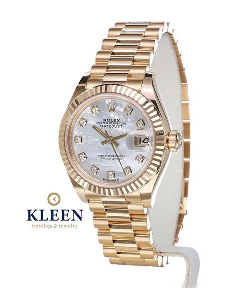 Rolex Oyster Datejust 18k Yellow Gold Mother Of Pearl Diamond Dial 28 Mm Unworn 2022 Kleen