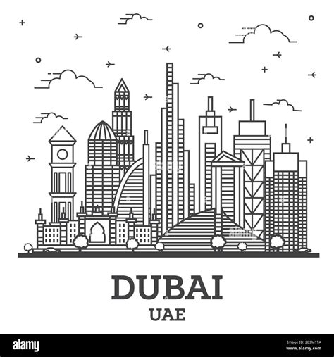 Outline Dubai United Arab Emirates Uae City Skyline With Modern